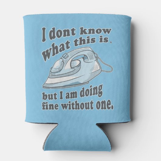 Grappig strijkontwerp Ik haat strijken Blikjeskoeler (Achterkant)