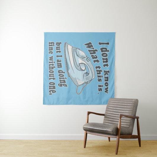 Grappig strijkontwerp Ik haat strijken Wandkleed (In Situ (horizontaal))