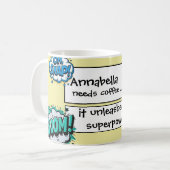 Grappig Stripboek Actie Woorden Speech Bubbles Koffiemok (Voorkant links)