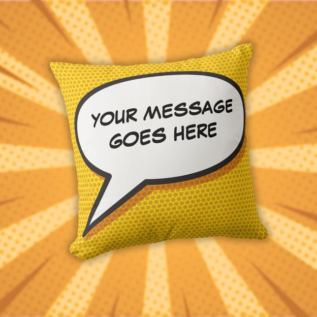 Grappig Stripboek Gepersonaliseerde Speech Bubble  Kussen (Funny Comic Book Personalized Speech Bubble Modern Throw Pillow)