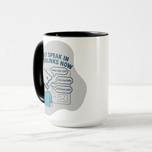 Grappig stripfiguur met muiscursor hoofd mok (Voorkant links)