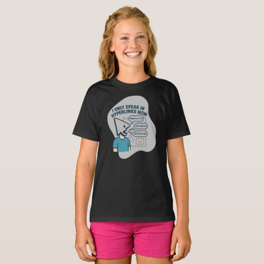 Grappig stripfiguur met muiscursor hoofd t-shirt (Voorkant volledig)