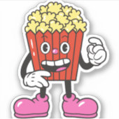 Grappig stripfiguur Popcorn Sticker (Voorkant)