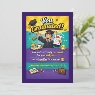 Grappig stripstijl afstudeerontwerp feestdagenkaart