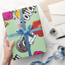 Grappig Stripstijl BOOM OUCH cool trendy Cadeaupapier