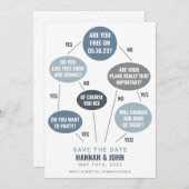 Grappig Stroomdiagram Blauw Huwelijk Bewaar de Dat Save The Date (Voorkant / Achterkant)