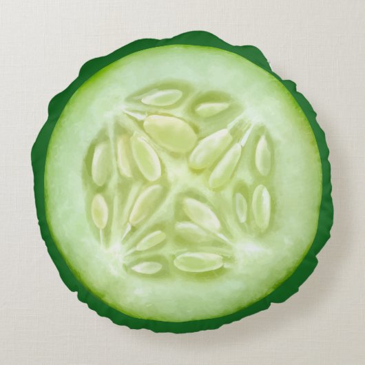 Grappig stukje komkommer rond kussen (Achterkant)