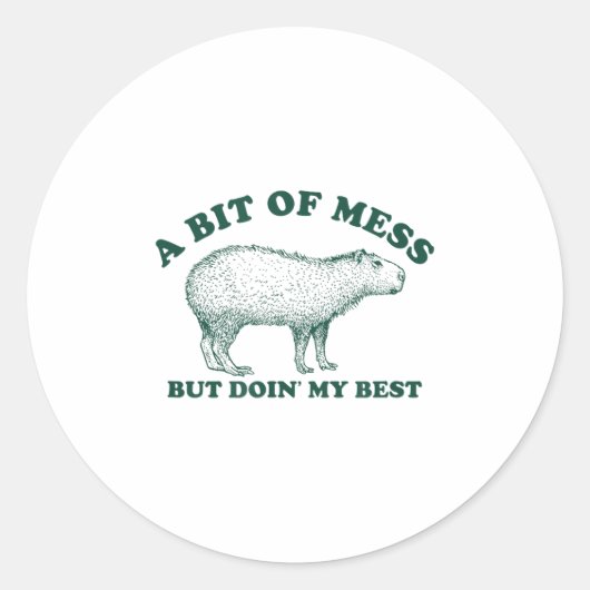 Grappig stukje van een puinhoop Capybara meme graf Ronde Sticker (Voorkant)