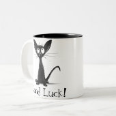 Grappig Succes Zwarte Kat Tweekleurige Koffiemok (Voorkant links)