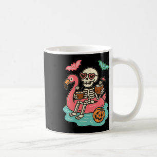 Grappig Summerween Skelet Drijvend In Flamingo Cut Koffiemok
