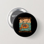 Grappig Summerween Skelet Drijvend In Flamingo Cut Ronde Button 5,7 Cm (Voorkant /achterkant)