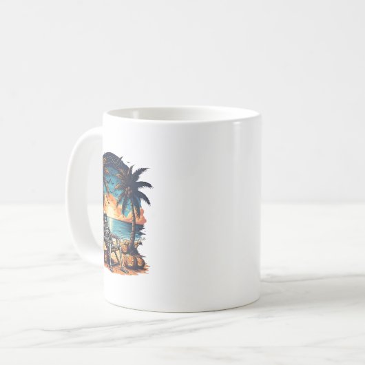 Grappig Summerween Skeleton Beach Party Halloween  Koffiemok (Voorkant links)