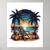 Grappig Summerween Skeleton Beach Party Halloween  Poster (Voorkant)