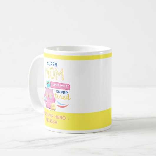 Grappig super mam, vrouw, super vermoeide Moederda Koffiemok (Voorkant links)