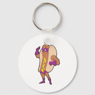 grappig superheld hotdog sleutelhanger