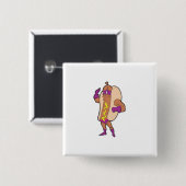grappig superheld hotdog vierkante button 5,1 cm (Voorkant /achterkant)