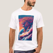 Grappig Surf Lion Gnarly op de golf voor echte sur T-shirt (Voorkant)