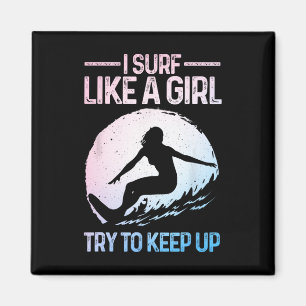 Grappig surfen als een meisje surfer design voor v magneet