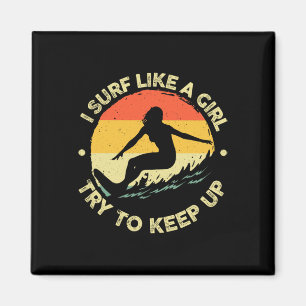 Grappig surfen als een meisje surfer ontwerp voor magneet
