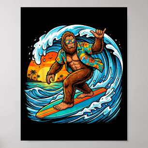Grappig surfen hawaii zomer strand surf golf poster