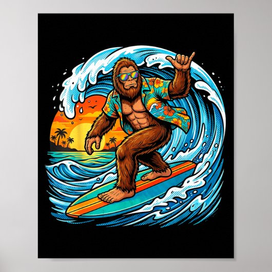 Grappig surfen hawaii zomer strand surf golf poster (Voorkant)