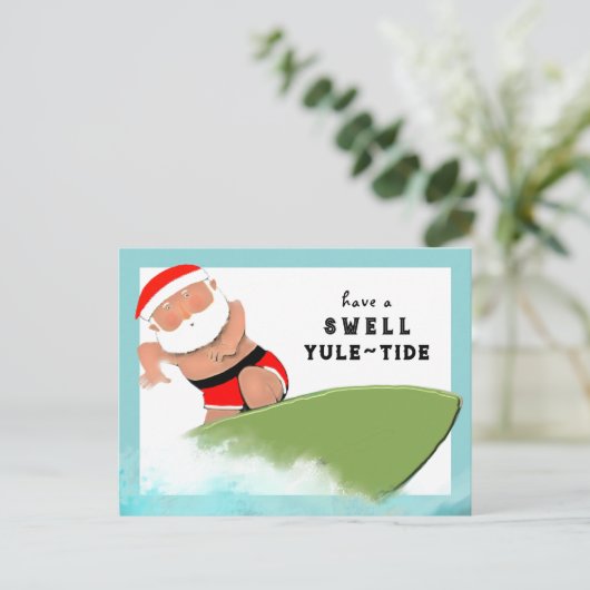 Grappig surfen Kerstmis Feestdagenkaart (Staand voorkant)