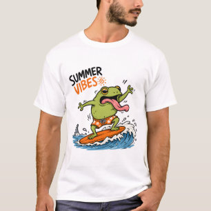 Grappig Surfen Kikker Zomer Vibes T-Shirt