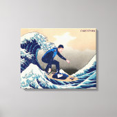 Grappig surfen op de Grote Golf van Hokusai Canvas Afdruk (Voorkant)