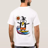 Grappig Surfen Pinguïn Cartoon T-Shirt (Achterkant)