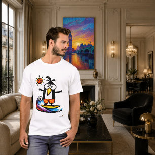 Grappig Surfen Pinguïn Cartoon T-Shirt