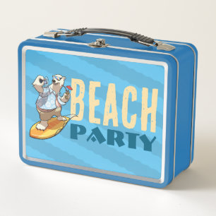 Grappig Surfen Polar Beer Beach Party Cartoon
