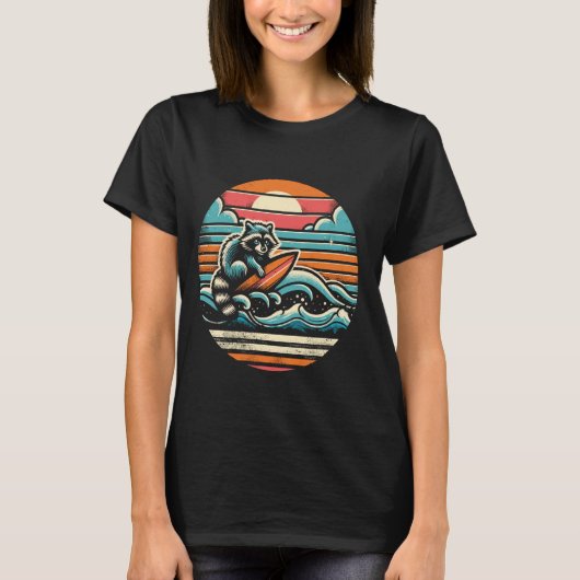 Grappig  Surfen Retro Wasbeer T-shirt (Voorkant)