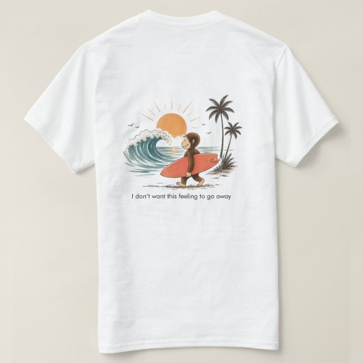 Grappig surfen strand T-shirt (Design achterkant)