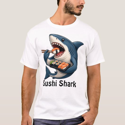 Grappig Sushi Haai T-Shirt (Voorkant)