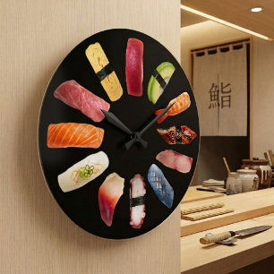 Grappig Sushi Huis Kleurrijke Lekkere Nigiri Sushi Grote Klok