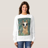 Grappig sweatshirt met Curious Llama (Voorkant volledig)