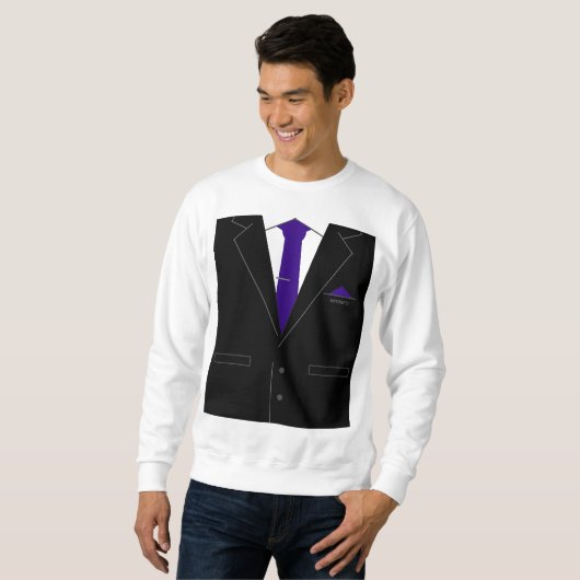 Grappig Sweatshirt met Faux Business Suit en Strop (Voorkant volledig)