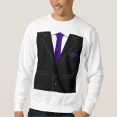 Grappig Sweatshirt met Faux Business Suit en Strop (Voorkant)