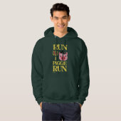 grappig sweatshirt met hoodie "RUN PIGGIE" (Voorkant volledig)