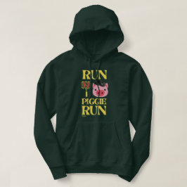 grappig sweatshirt met hoodie "RUN PIGGIE"