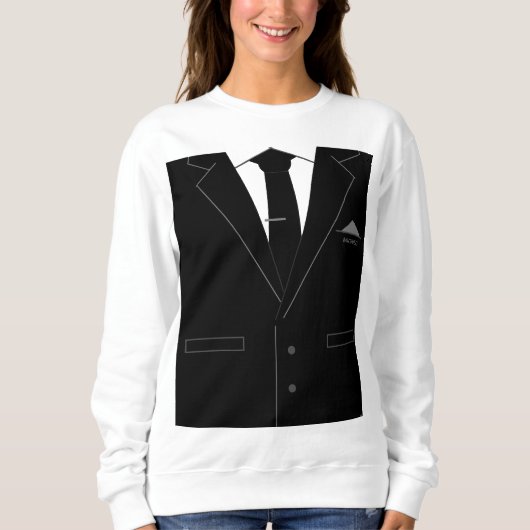 Grappig sweatshirt met zwart zakelijk pak en Strop (Voorkant)