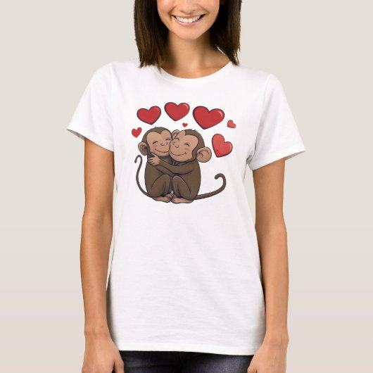 Grappig Sweet Chic Schattige Kleurrijke Knuffelaap T-shirt (Voorkant)