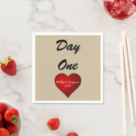 Grappig Sweet Wedding Red Heart met namen / jaar Servet
