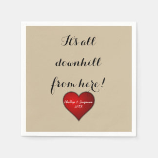 Grappig Sweet Wedding Red Heart met Names en Jaar Servet