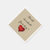 Grappig Sweet Wedding Red Heart met Names en Jaar Servet (Hoek)