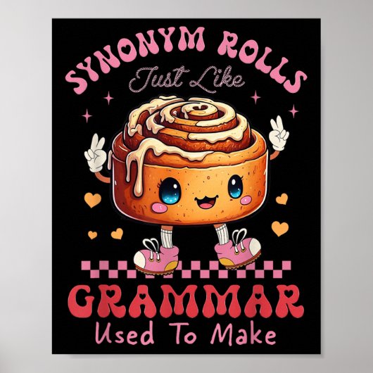 Grappig Synoniem Rolls Joke Cinnamon Rolls Grammat Poster (Voorkant)