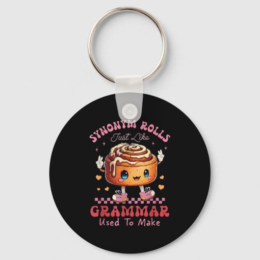 Grappig Synoniem Rolls Joke Cinnamon Rolls Grammat Sleutelhanger (Voorkant)