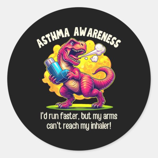 Grappig T-rex astma bewustzijn Ronde Sticker (Voorkant)