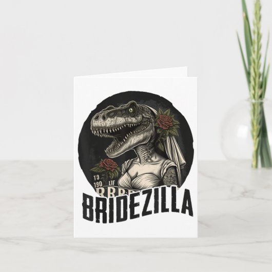 Grappig T-rex Bruid Design, Bridezilla _1 Kaart (Voorkant)