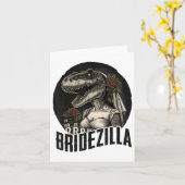 Grappig T-rex Bruid Design, Bridezilla _1 Kaart (Gele Bloem)